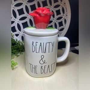 Rae Dunn Disney Princess Beauty & The Beast Rose Topper Mug Belle White